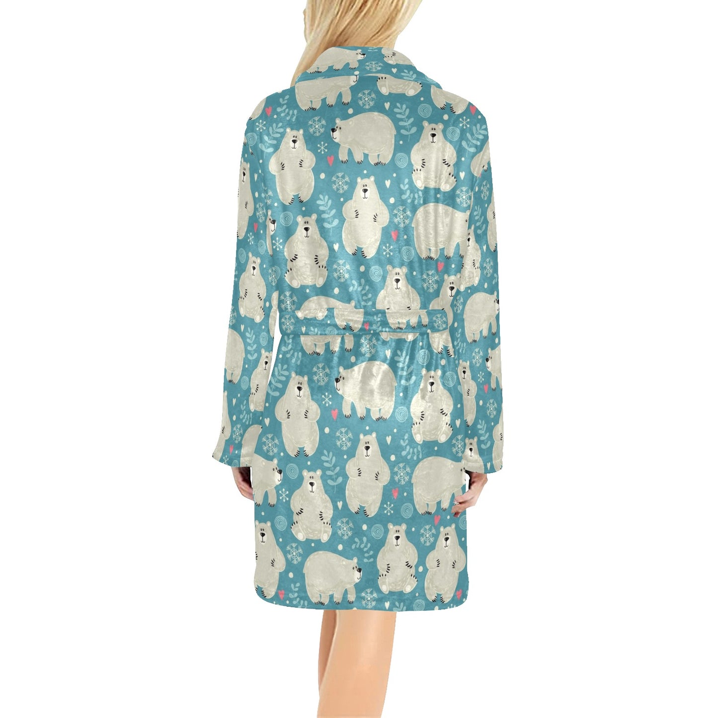 Bear Pattern Print Design BE04 Women's Fleece Robe