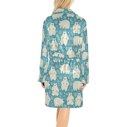 Bear Pattern Print Design BE04 Women's Fleece Robe