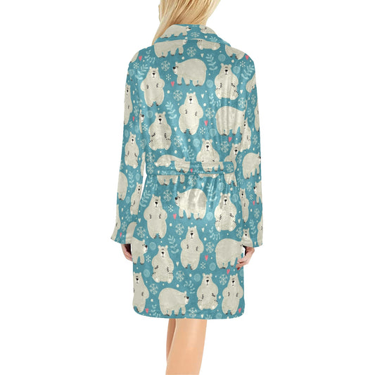 Bear Pattern Print Design BE04 Women's Fleece Robe