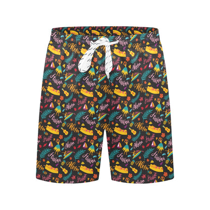 Aloha Hawaii Summer Design Themed Print Men's Swim Trunks Beach Shorts