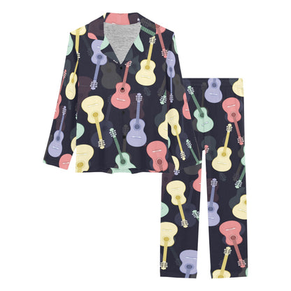 Acoustic Guitar Print Design LKS401 Women's Long Pajama Set