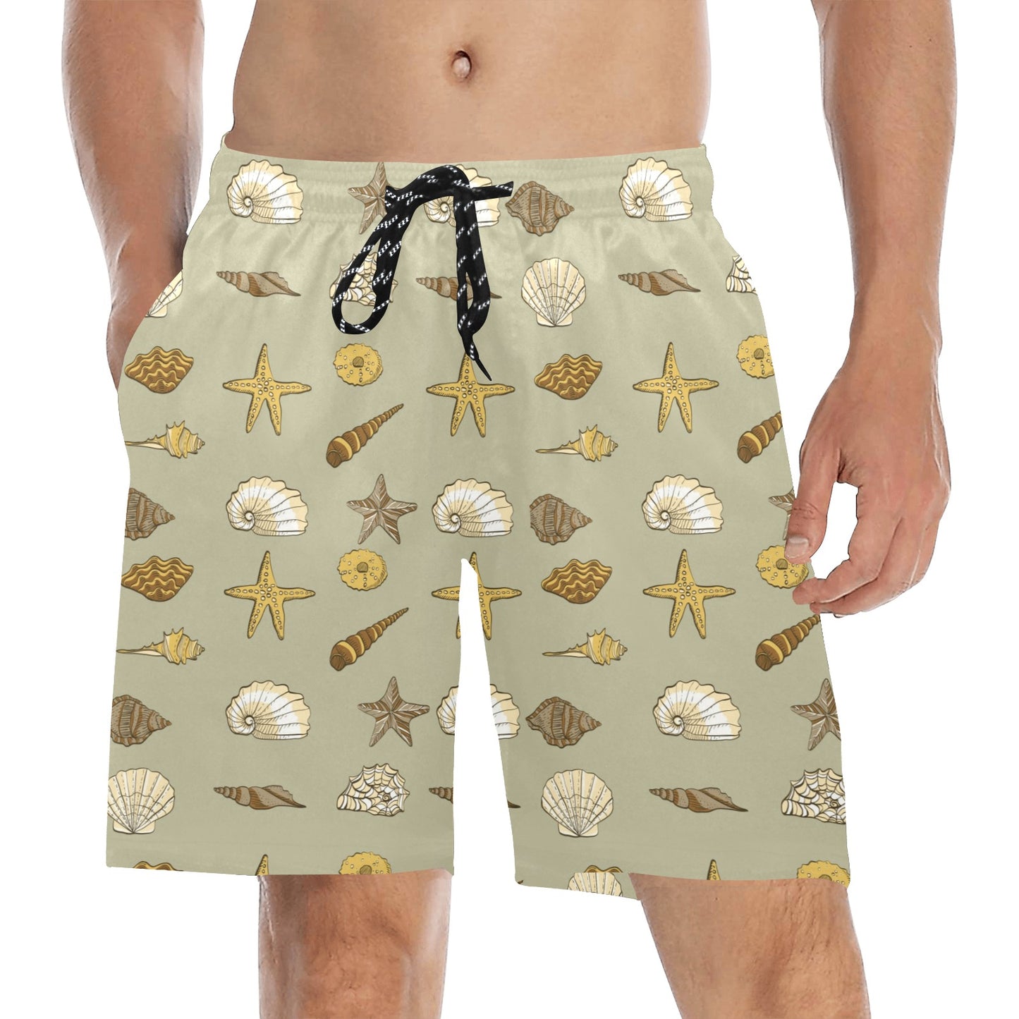 Seashell Beach Print Design LKS303 Men's Swim Trunks Beach Shorts