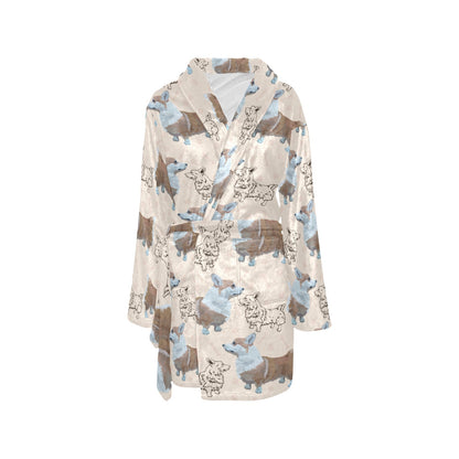 Pembroke Welsh Corgis Pattern Print Design A03 Women's Fleece Robe