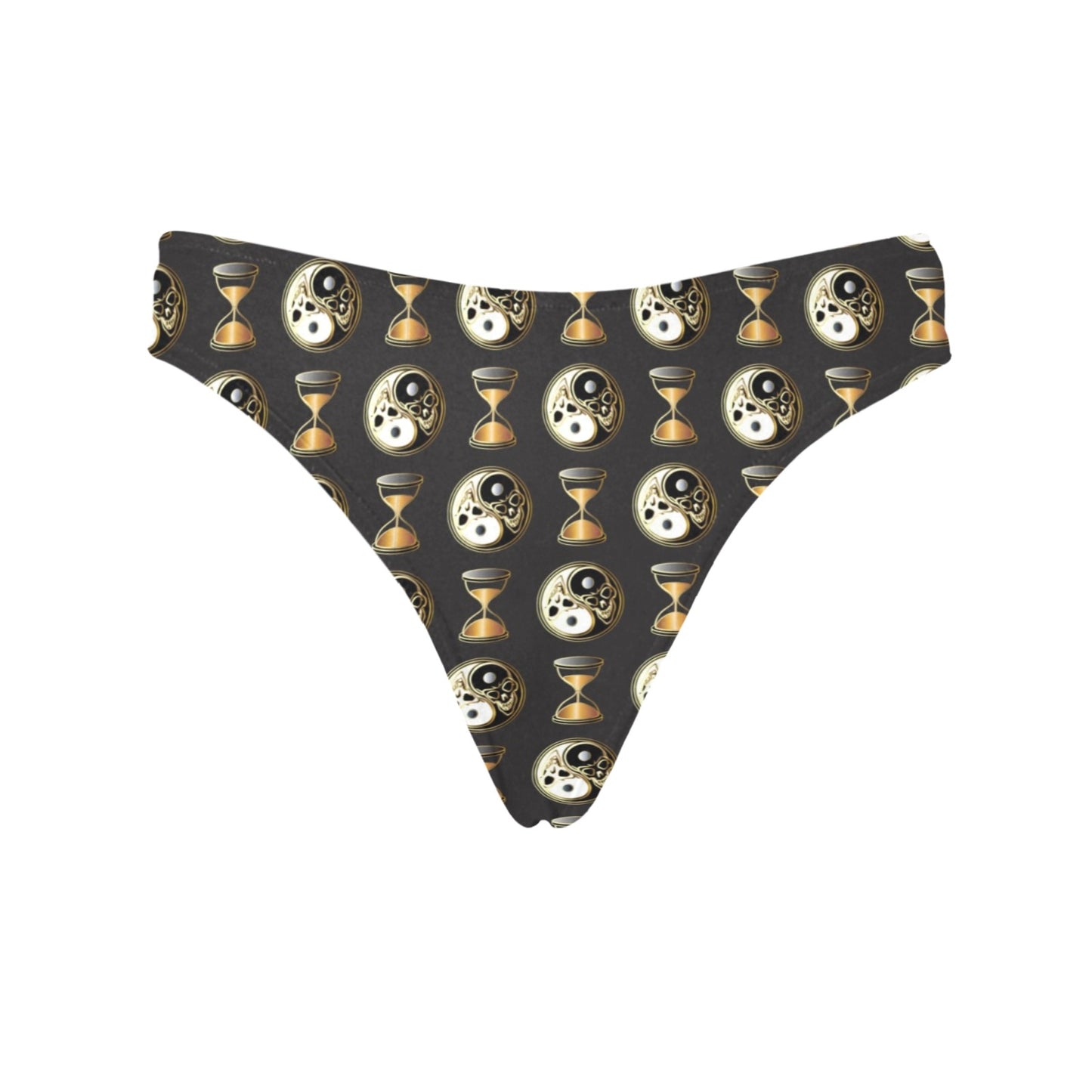 Yin Yang Skull Themed Design Print Women's Thongs