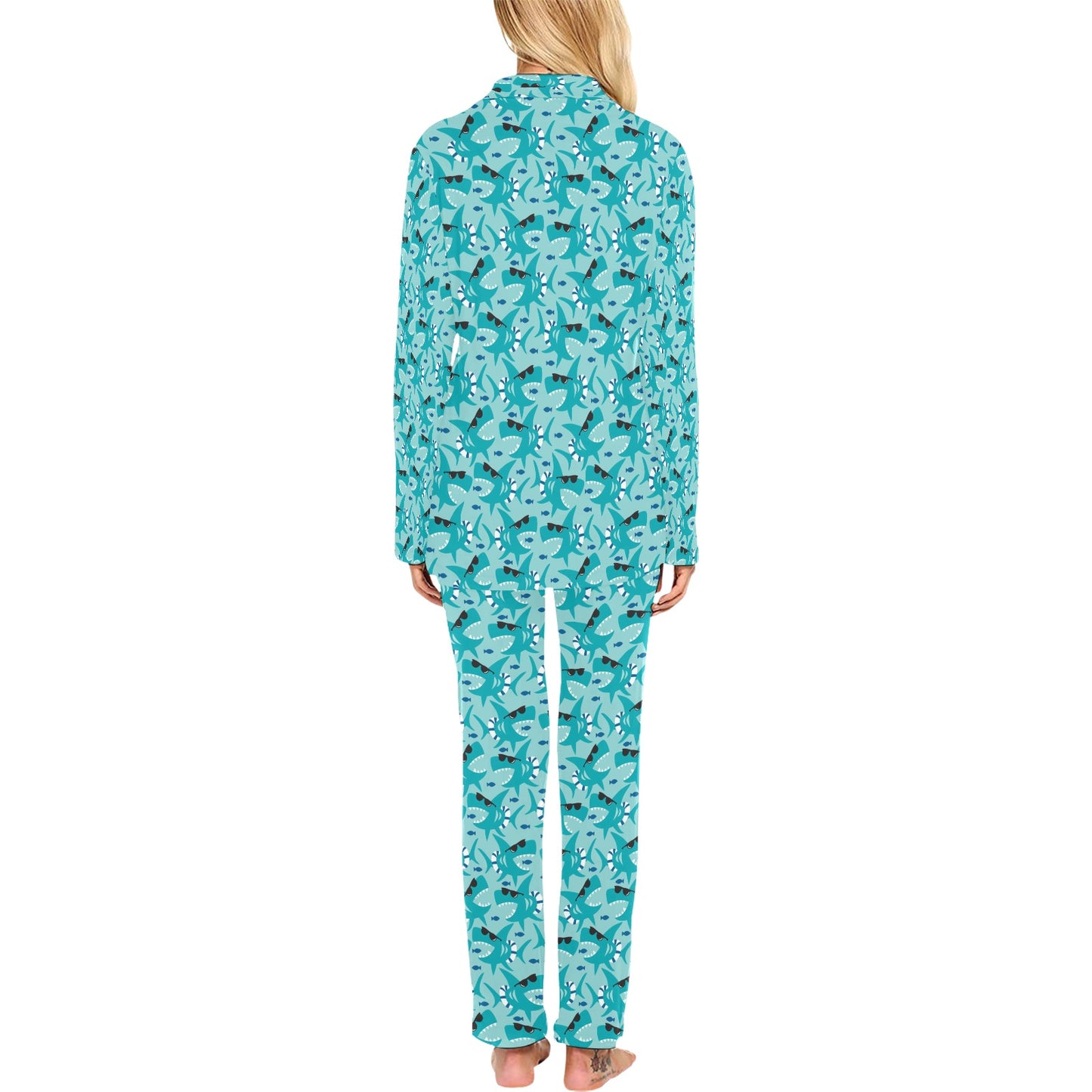 Shark Cute Print Design LKS302 Women's Long Pajama Set