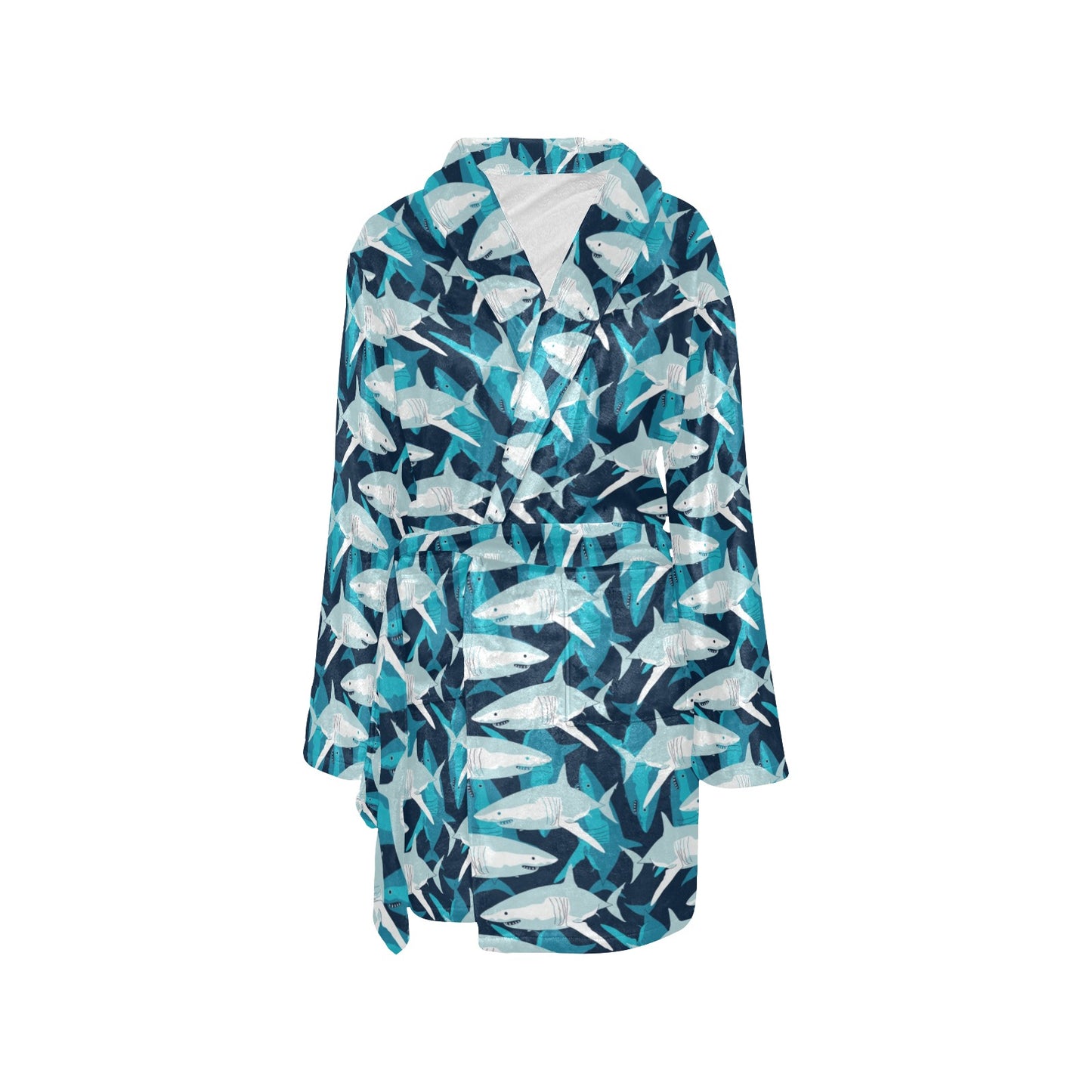 Shark Design Print Women's Fleece Robe