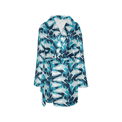 Shark Design Print Women's Fleece Robe