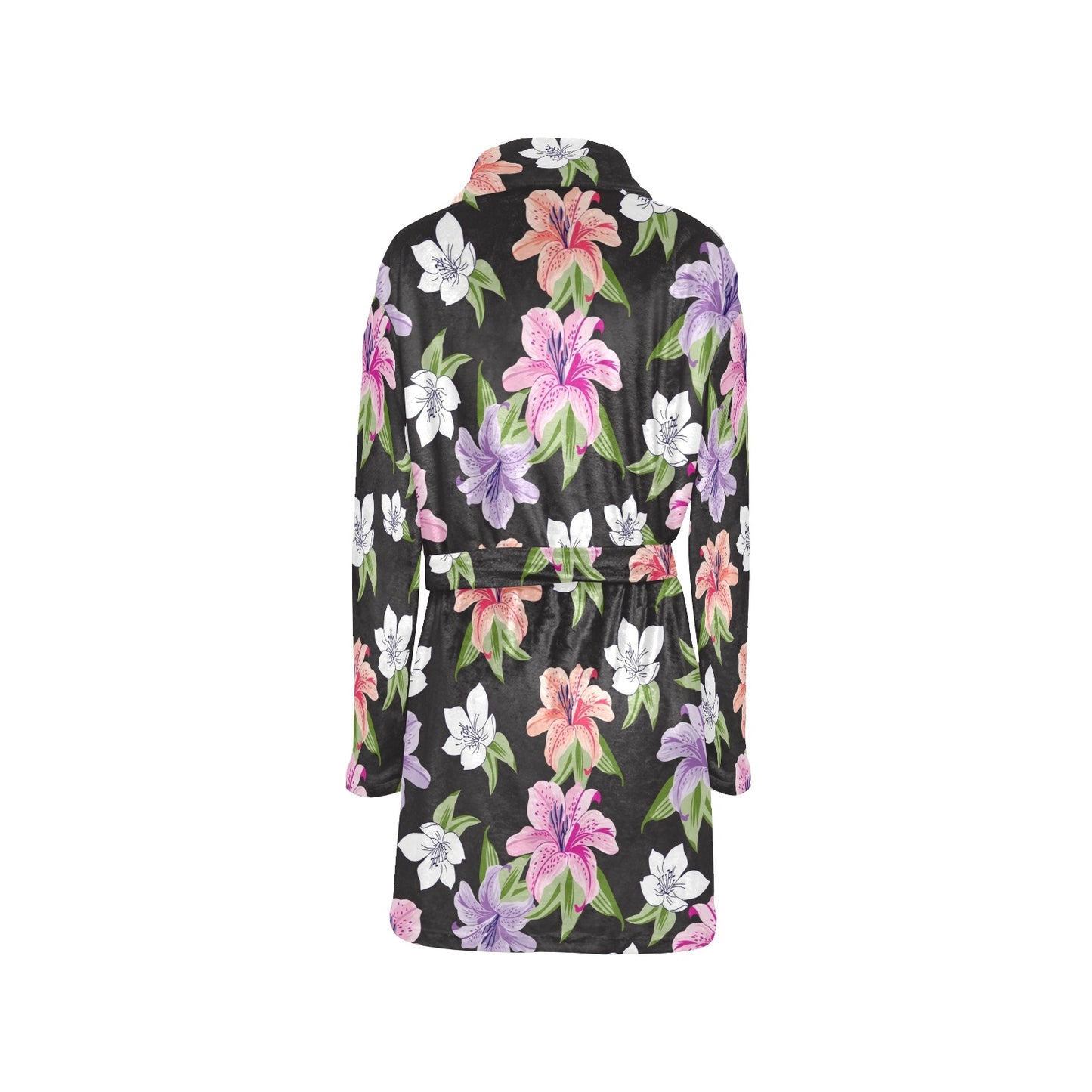Lily Pattern Print Design LY02 Women's Fleece Robe