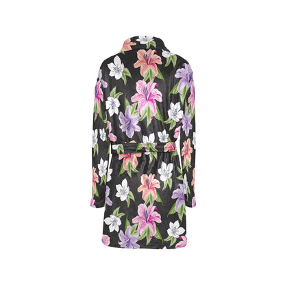 Lily Pattern Print Design LY02 Women's Fleece Robe