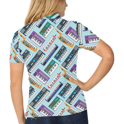 Synthesizer Pattern Print Design 02 Women's Polo Shirt