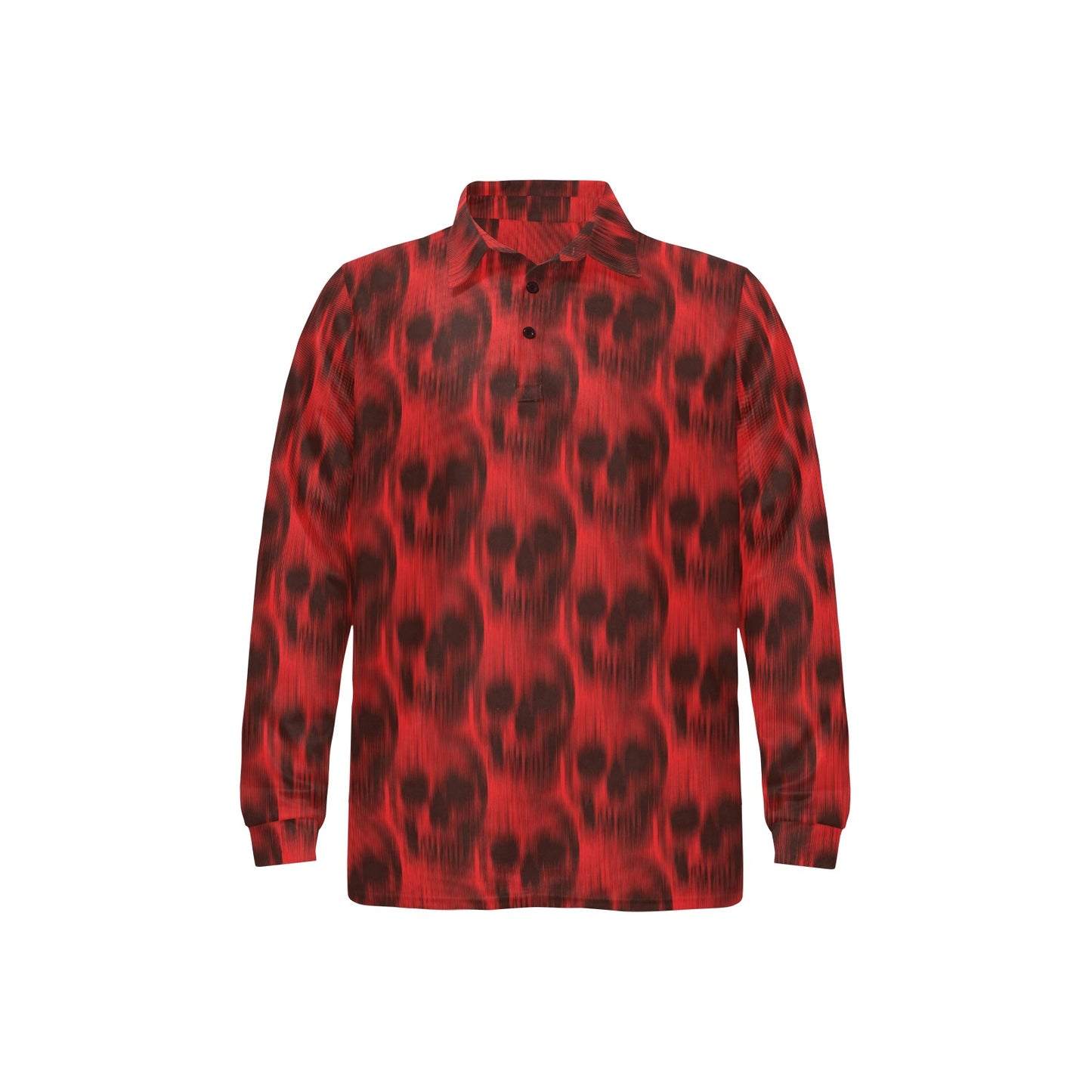 Skull Red Print Design LKS306 Long Sleeve Polo Shirt For Men's