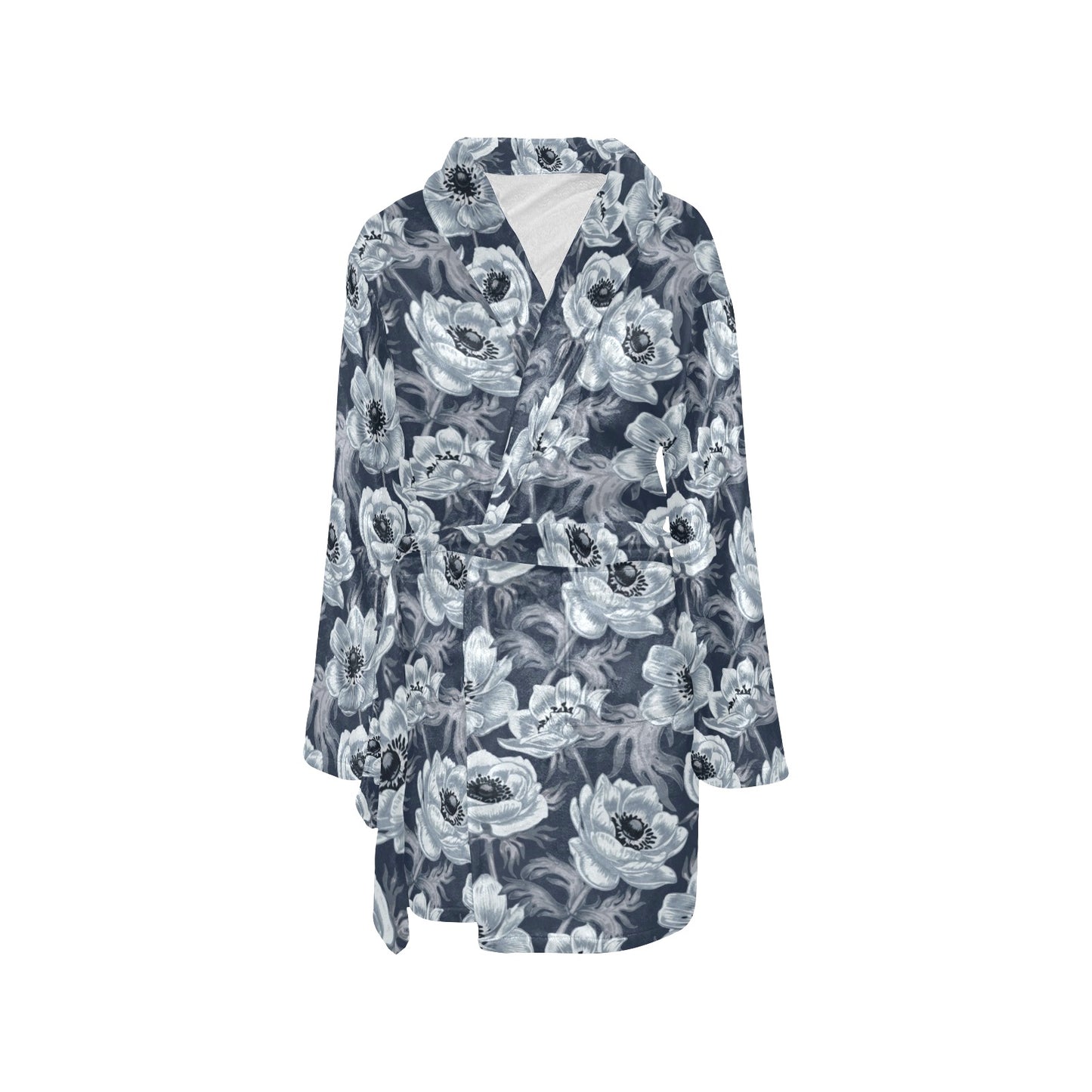 Anemone Pattern Print Design AM09 Women's Fleece Robe