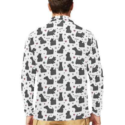 Scottish Terriers Print Design LKS3015 Long Sleeve Polo Shirt For Men's