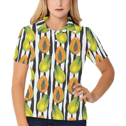 Papaya Pattern Print Design PP01 Women's Polo Shirt
