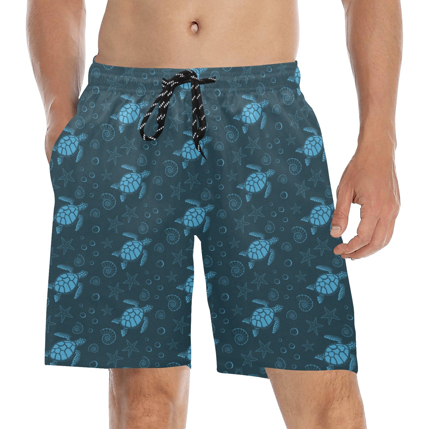 Sea Turtle Print Design LKS308 Men's Swim Trunks Beach Shorts
