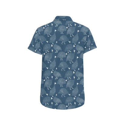 Guinea Fowl Print Design LKS401 Men Short Sleeve Button Up Shirt