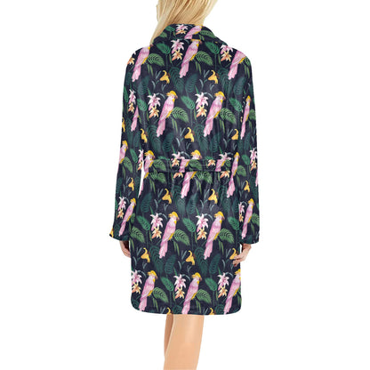 Cockatoo Pattern Print Design 03 Women's Fleece Robe