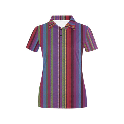 Serape Stripe Print Women's Polo Shirt