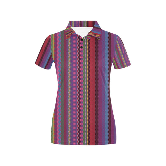 Serape Stripe Print Women's Polo Shirt