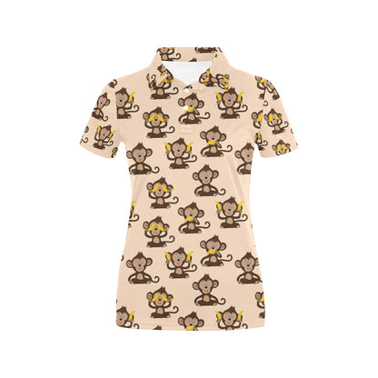 Monkey Pattern Print Design 03 Women's Polo Shirt