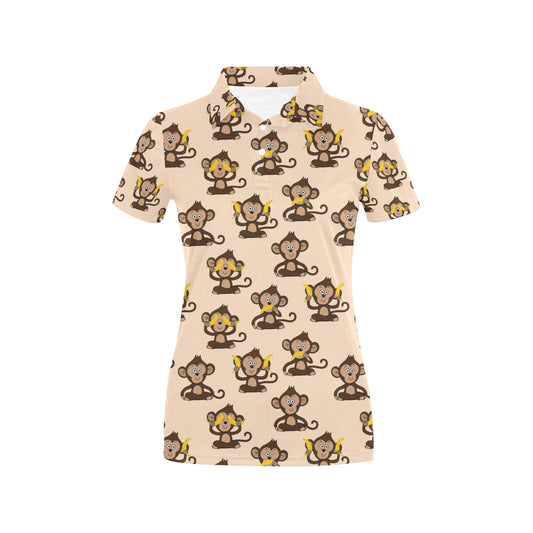 Monkey Pattern Print Design 03 Women's Polo Shirt