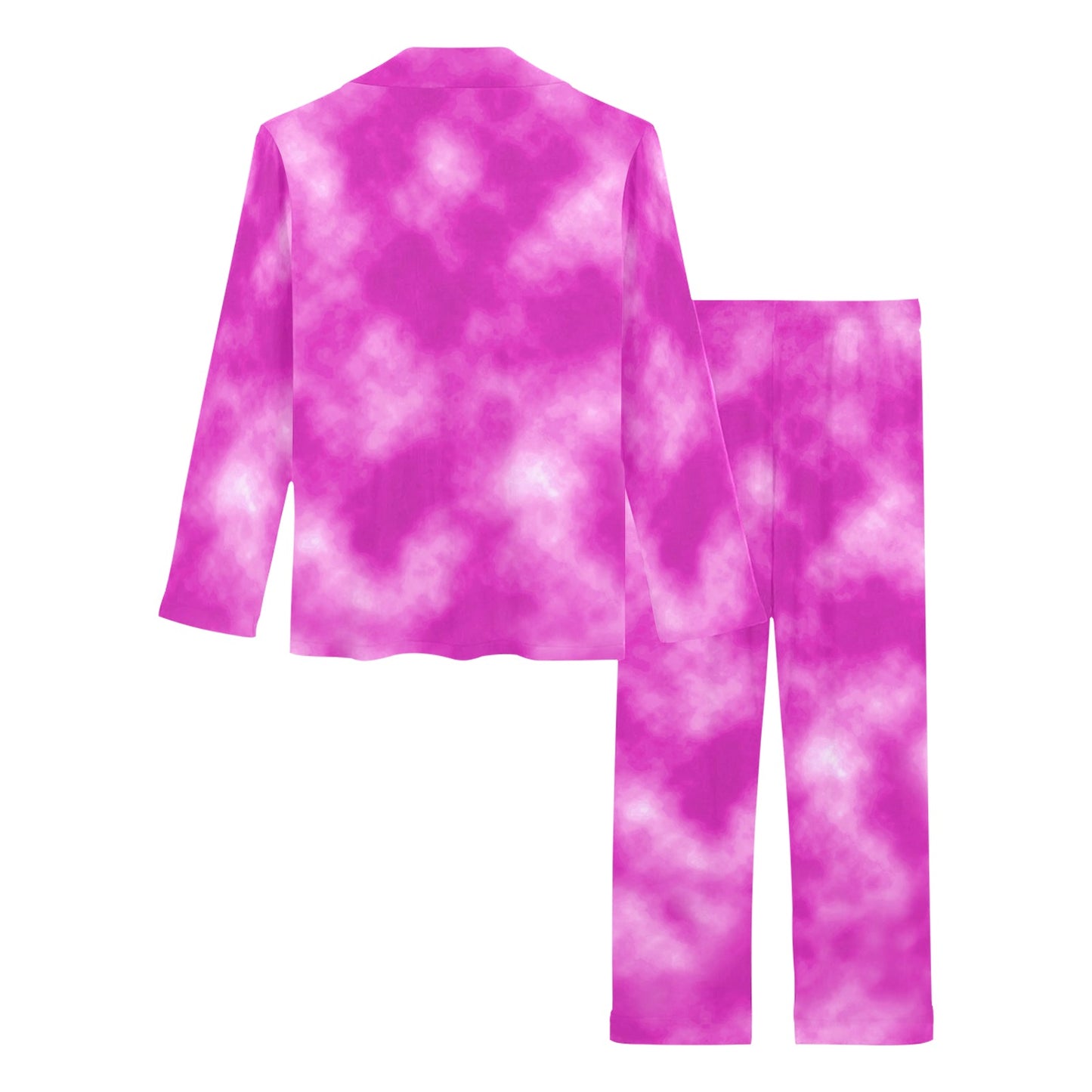 Tie Dye Pink Design Print Women's Long Pajama Set