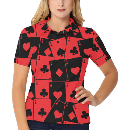 Poker Cards Pattern Print Design A01 Women's Polo Shirt