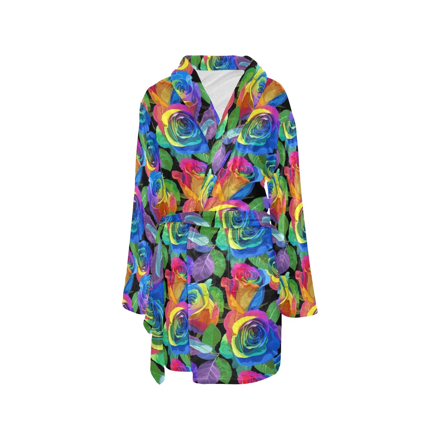 Rose Pattern Print Design RO02 Women's Fleece Robe
