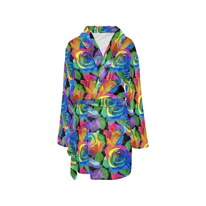 Rose Pattern Print Design RO02 Women's Fleece Robe