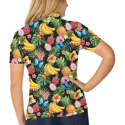 Tropical Fruits Pattern Print Design TF04 Women's Polo Shirt