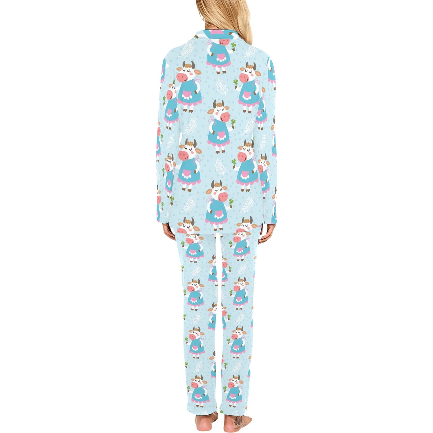 Cattle Happy Pattern Print Design 03 Women's Long Pajama Set