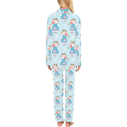 Cattle Happy Pattern Print Design 03 Women's Long Pajama Set
