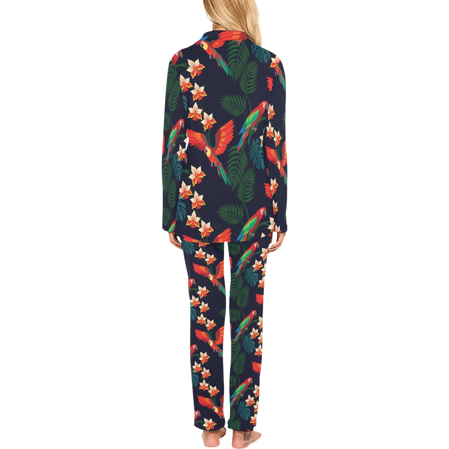 Macaw Pattern Print Design 02 Women's Long Pajama Set