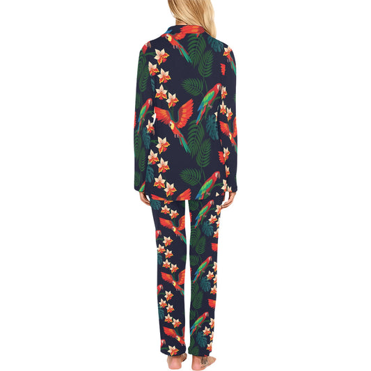Macaw Pattern Print Design 02 Women's Long Pajama Set