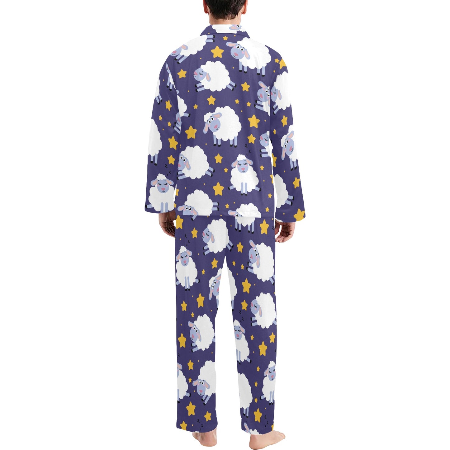 Sheep Pattern Print Design 03 Men's Long Pajama Set