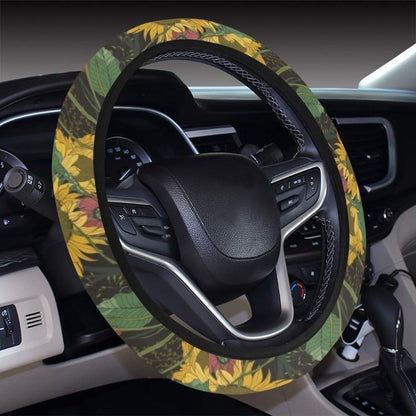 Sunflower Print Design LKS303 Steering Wheel Cover with Elastic Edge