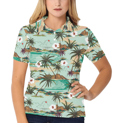 Pacific island Pattern Print Design A03 Women's Polo Shirt