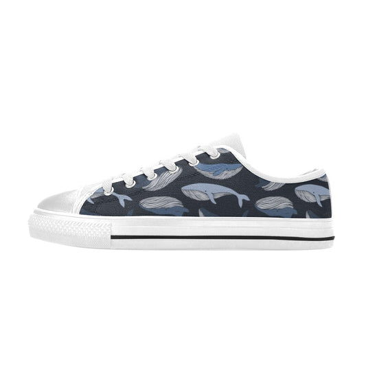 Whale Print Design LKS301 Women's White Low Top Shoes