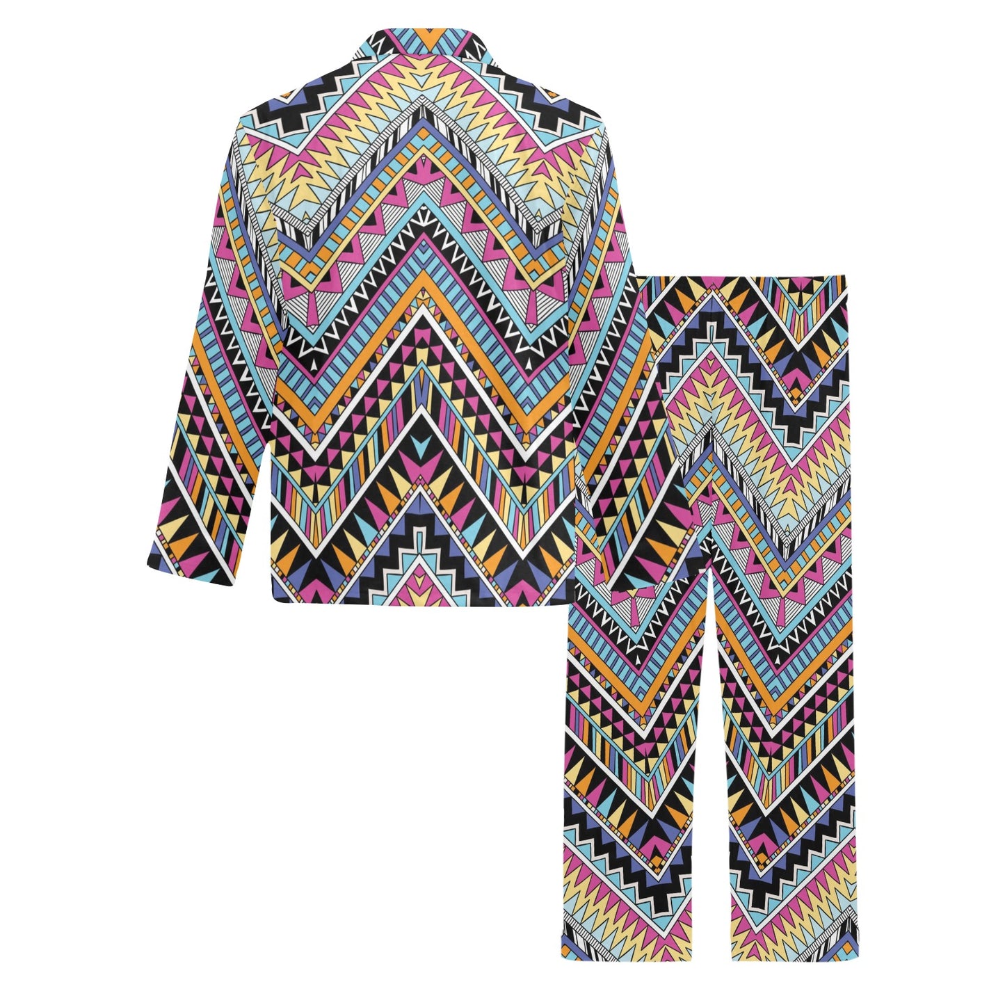 Multicolor zigzag Tribal Aztec Men's Long Pajama Set