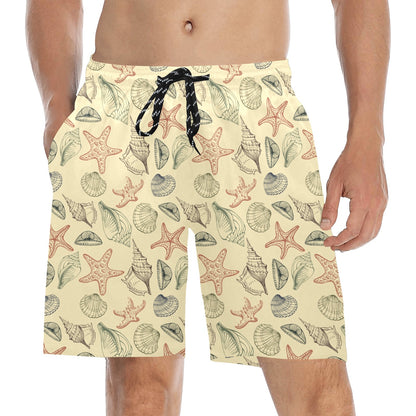 Seashell Print Design LKS305 Men's Swim Trunks Beach Shorts