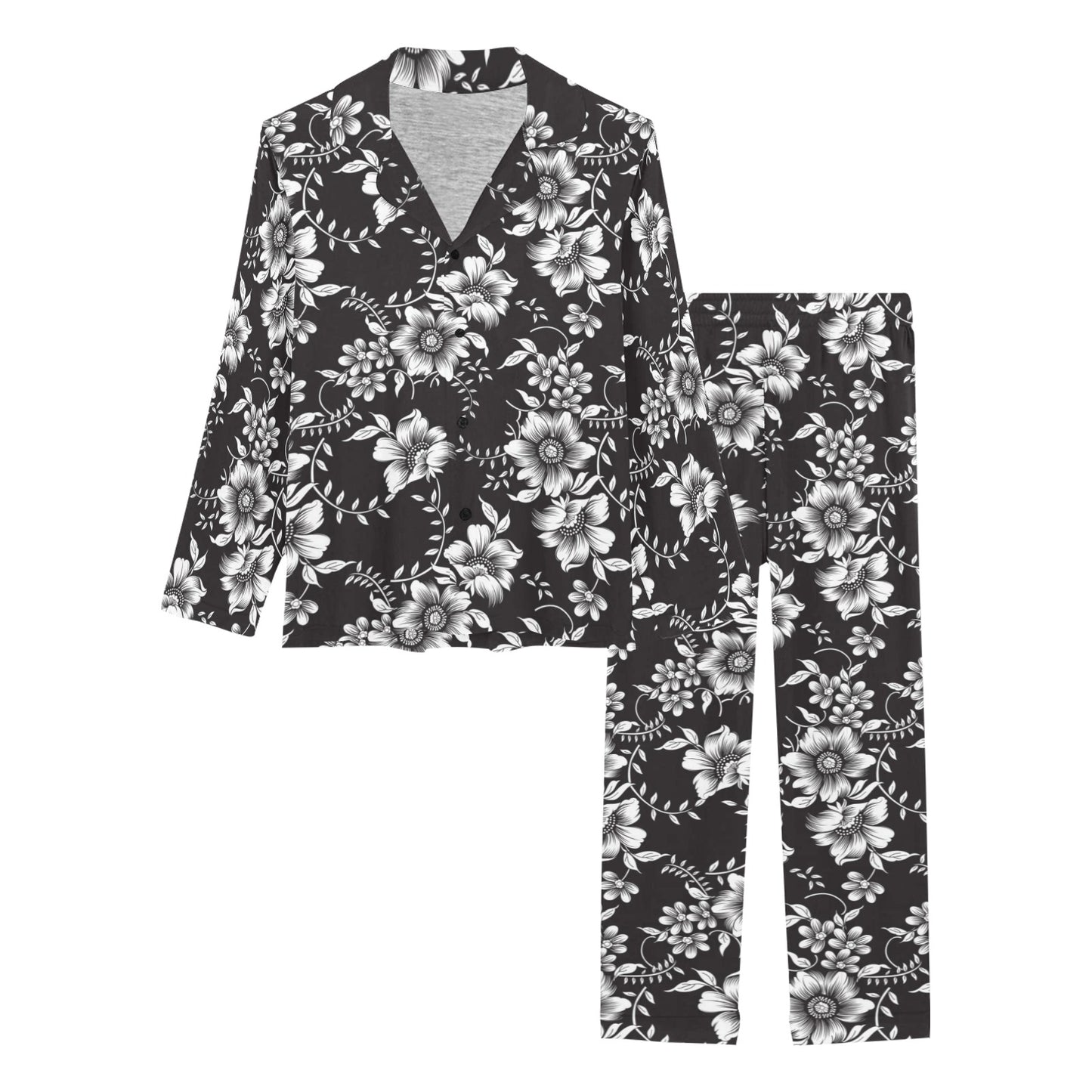 Gerberas Pattern Print Design GB02 Women's Long Pajama Set