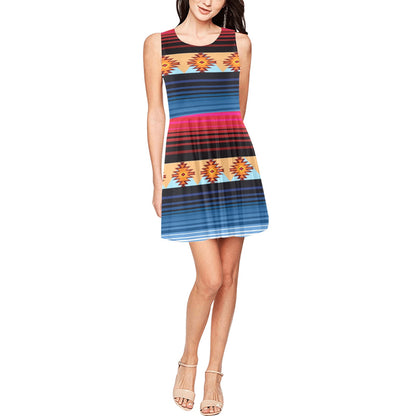 Mexican Pattern Print Design 03 Sleeveless Dress