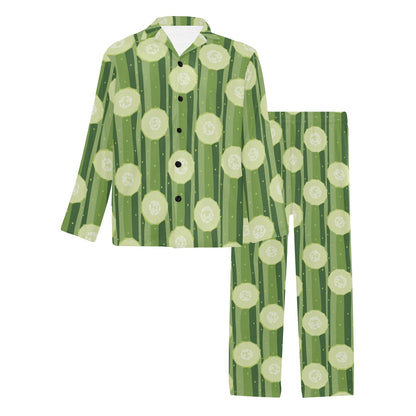 Cucumber Pattern Print Design CC03 Men's Long Pajama Set