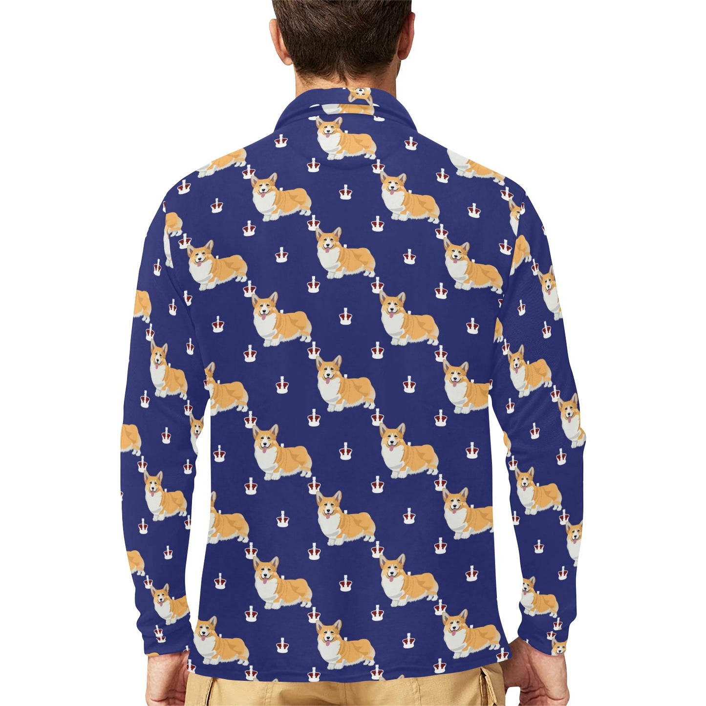 Pembroke Welsh Corgis Pattern Print Design A07 Long Sleeve Polo Shirt For Men's