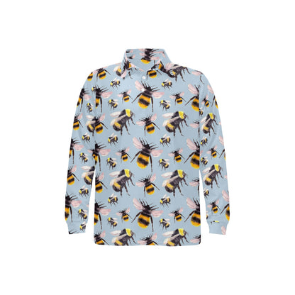 Bee Pattern Print Design BEE08 Long Sleeve Polo Shirt For Men's