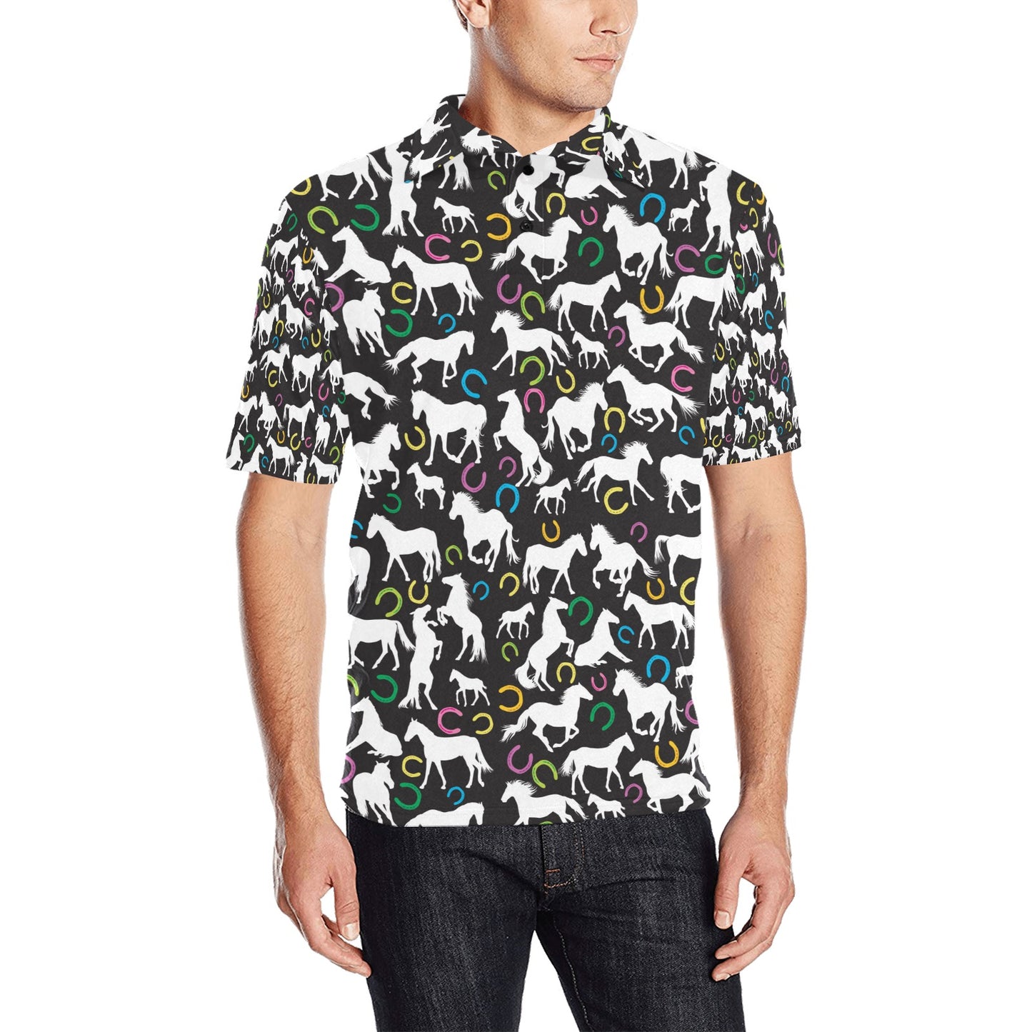 Horse Hoof Colorful Print Design LKS301 Men Polo Shirt