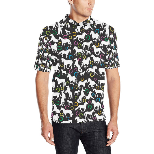 Horse Hoof Colorful Print Design LKS301 Men Polo Shirt