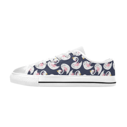 Swan Print Design LKS403 Women's White Low Top Shoes