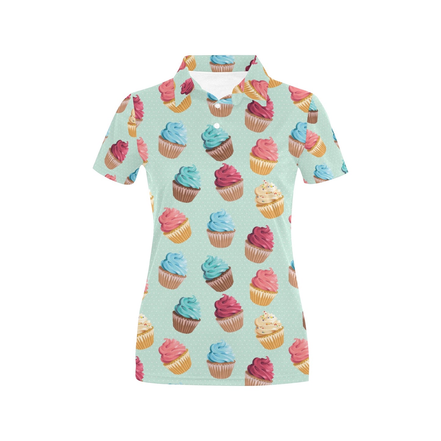 Cupcake Pattern Print Design 01 Women's Polo Shirt