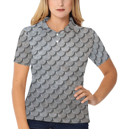 Armor Scales Pattern Print Design 03 Women's Polo Shirt
